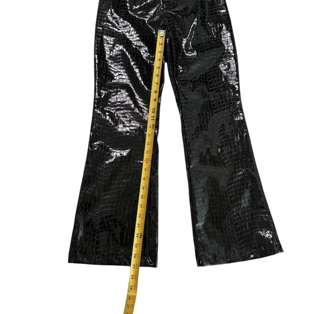 Cider black faux leather pants reptile embossed textured high waist NEW Size S - Picture 7 of 17